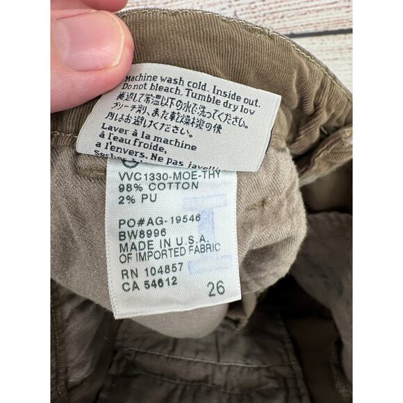 AG Adriano Goldschmied Theory Slim Khaki Crop Corduroy Pants Womens 26 Brown - Picture 9 of 11